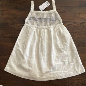 MNG kids White Sleeveless Dress with Gray Detail